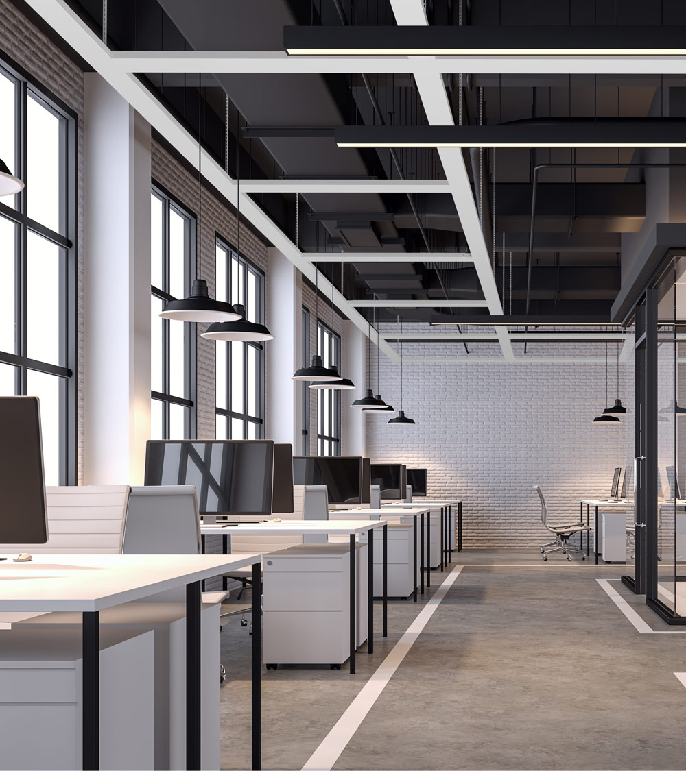 Wibe cable trays available in custom colours - office installation